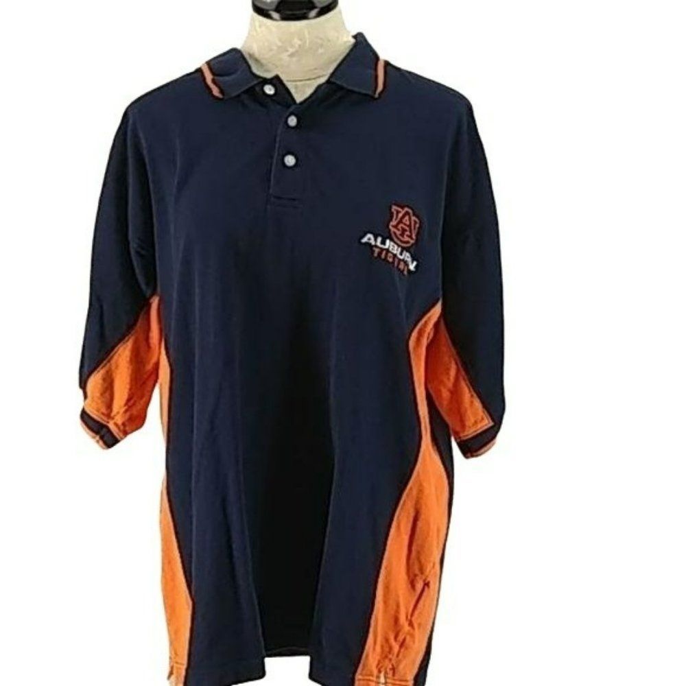 Pro Edge University of Auburn Men's Short Sleeve Blue Orange Polo Shirt‎ XL